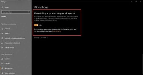 Allow Desktop Apps Access to Your Microphone